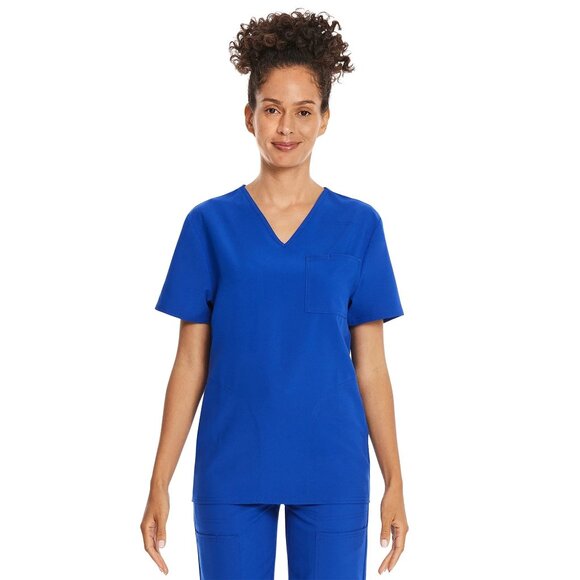 New Women's Scrubstar Core Essentials Top & Pants Set of Scrubs Size XL Blue - Picture 2 of 9
